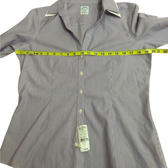 Brooks Brothers Wisteria Purple & White Striped Button Down Top size 8 NWT - Picture 6 of 7